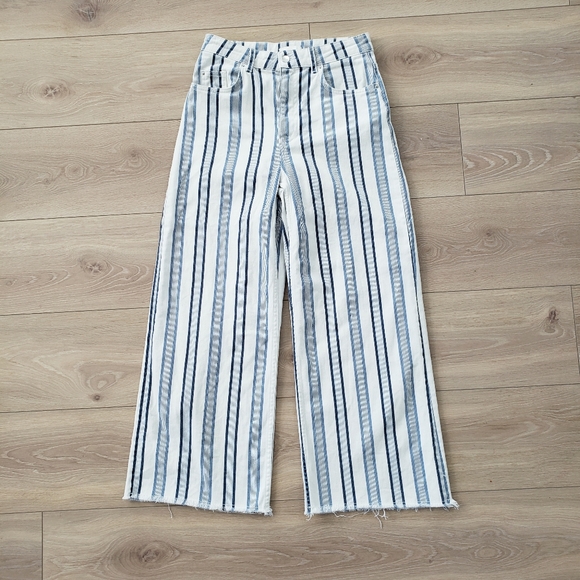 H&M Ankle Length Twill Pants blue white size 8 - Picture 4 of 10